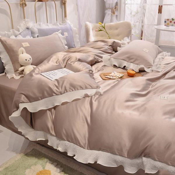 Ice Silk Bed Sheet Quilt Cover Advanced Simple Four-piece Set - Image 2