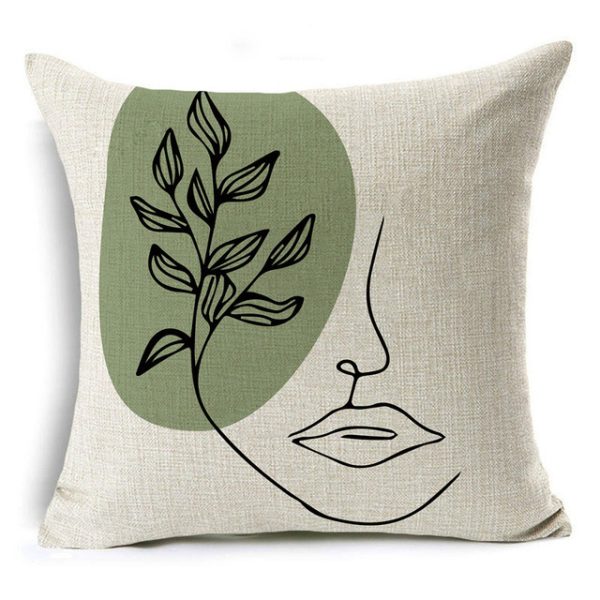 New Green Geometric Print Linen Pillowcase - Image 6