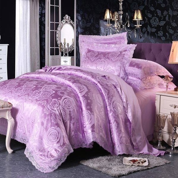 Four-piece Set Of Satin Jacquard Lace, High-end Luxury Home Textiles, Bedding - Image 23