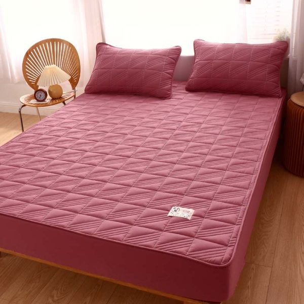 Pure Cotton Bed Sheet Single Piece Thickened Quilted Anti-mite Mattress Protector - Image 5