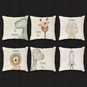 Cute Cartoon Little Lion Cute Version Pet Pillowcase Linen Nordic Sofa Car Pillow Digital