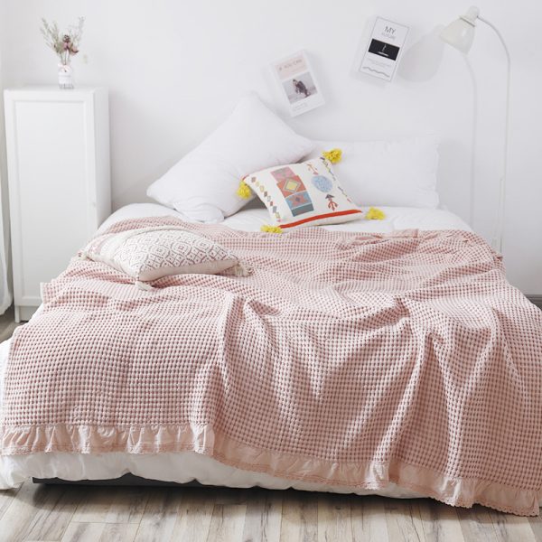 Korean Cotton Waffle Leisure Blanket Bedroom Bed Blanket Sofa Nap Summer Blanket Towel Siesta Nap Blanket - Image 3