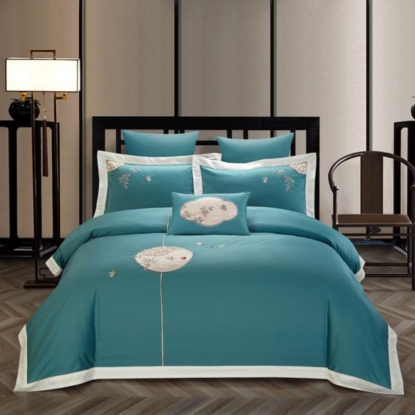 New Chinese Style Cotton 60s Long-staple Cotton Four-piece Cotton Embroidery Hotel Four-piece Hotel