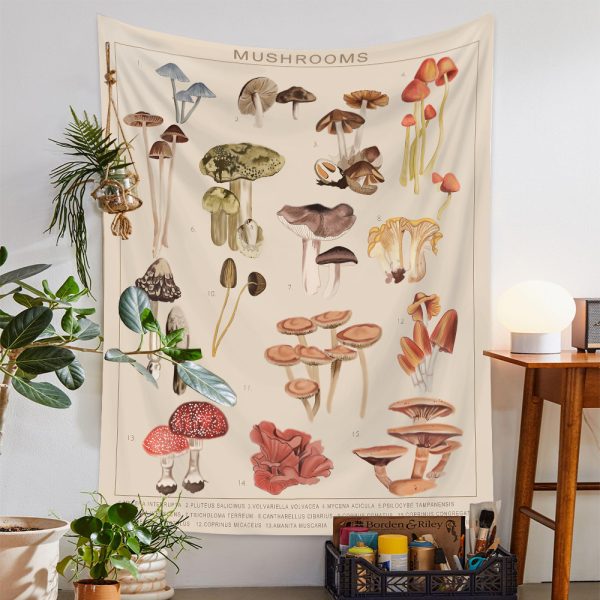 European Retro Mushroom Hanging Cloth Plant Homestay Tapestry - Image 3