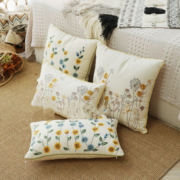 Home Embroidery Plants And Flowers Pillow - Image 2