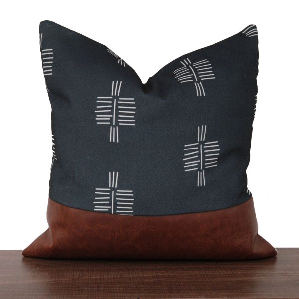 Nordic Pu Leather Geometric Stitching Pillow Cover - Image 2