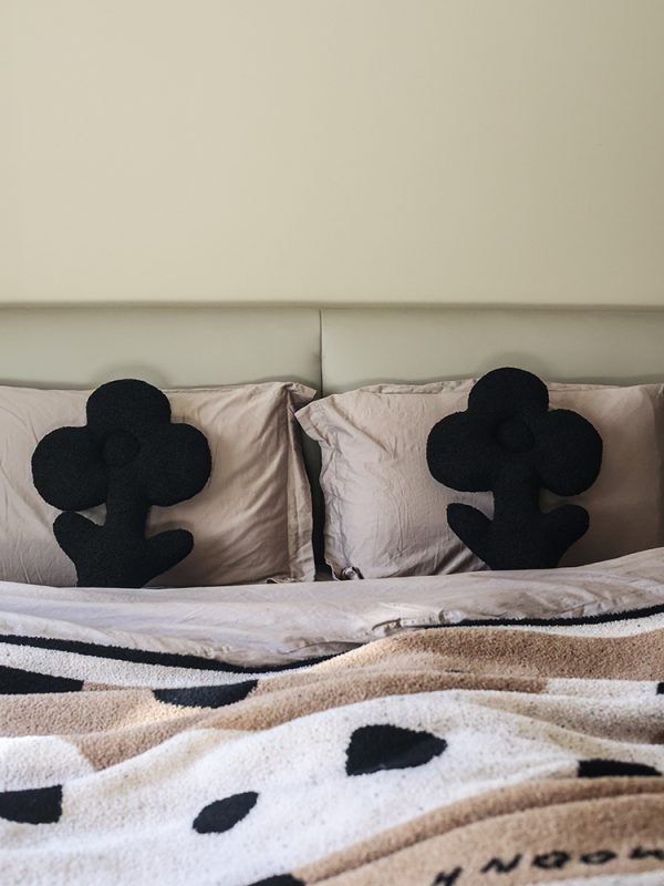 Plush Black Teddy Flower Pillow Sofa Bedding - Image 5