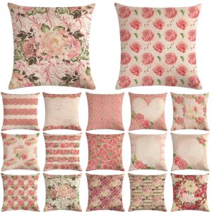 Floral Cushion Cover Cotton Linen Pillowcase