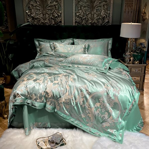 Pure Cotton Satin Jacquard Four-piece Silk Cotton Wedding Quilt Cover Sheet - Image 8