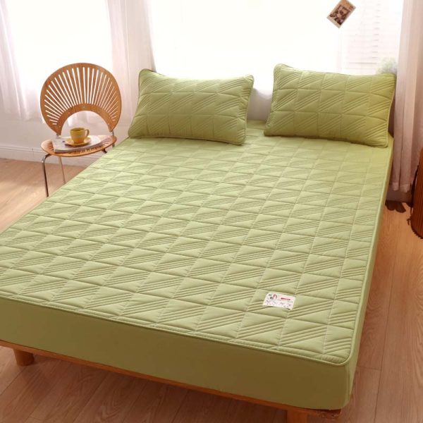 Pure Cotton Bed Sheet Single Piece Thickened Quilted Anti-mite Mattress Protector - Image 4