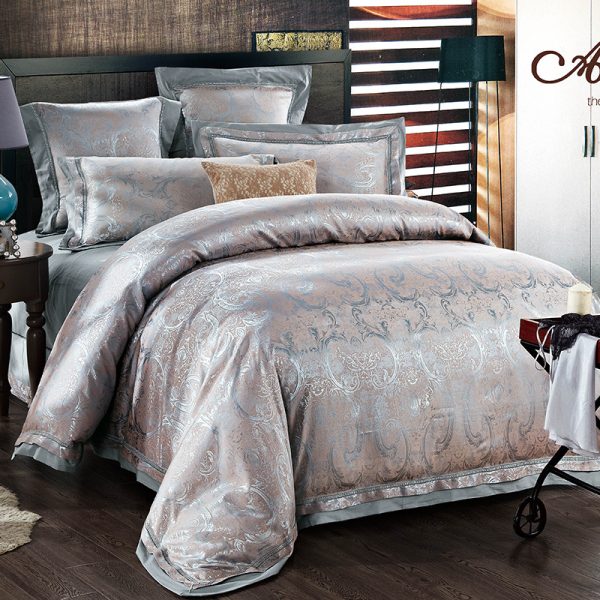 Pure Cotton Satin Jacquard Four-piece Silk Cotton Wedding Quilt Cover Sheet - Image 6