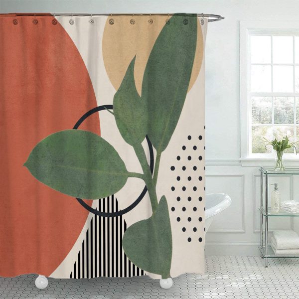 Simple Geometric Shower Curtain Bathroom Polyester Waterproof Shower - Image 3