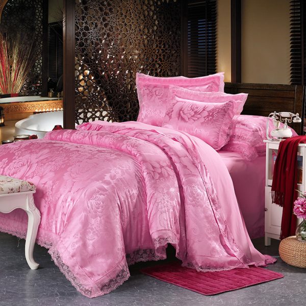 Four-piece Set Of Satin Jacquard Lace, High-end Luxury Home Textiles, Bedding - Image 13