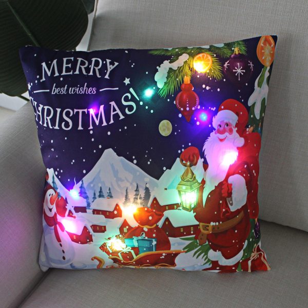 New Lantern Christmas LED Light Super Soft Short Plush Pillowcase - Image 2