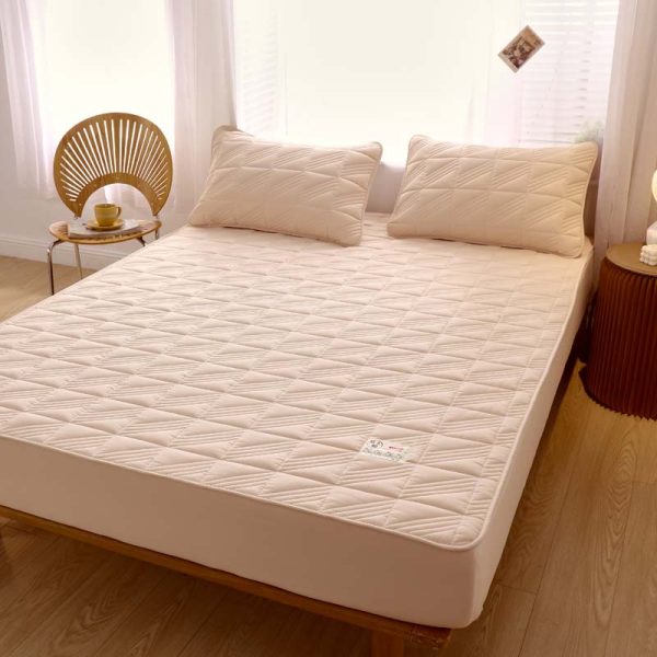 Pure Cotton Bed Sheet Single Piece Thickened Quilted Anti-mite Mattress Protector - Image 3