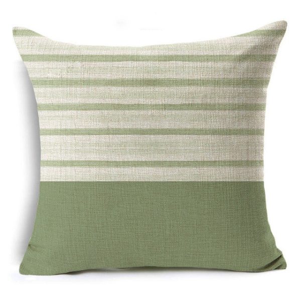 New Green Geometric Print Linen Pillowcase - Image 16