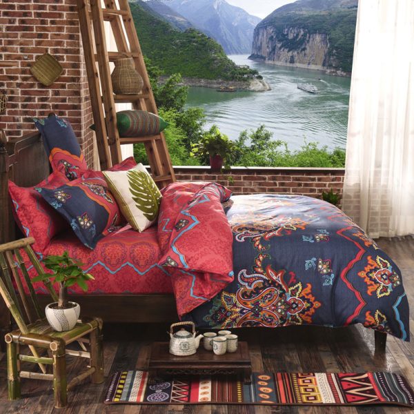 Printing Kit Imitation Cotton Ethnic Style, Bedding, Home Textiles, Three Quilt Covers - Image 5