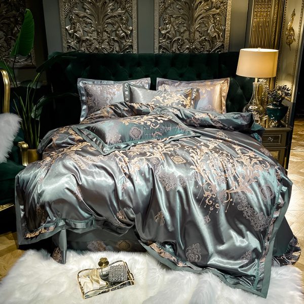 Pure Cotton Satin Jacquard Four-piece Silk Cotton Wedding Quilt Cover Sheet - Image 15