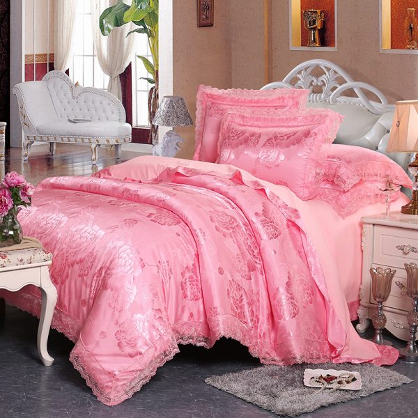 Four-piece Set Of Satin Jacquard Lace, High-end Luxury Home Textiles, Bedding - Image 19