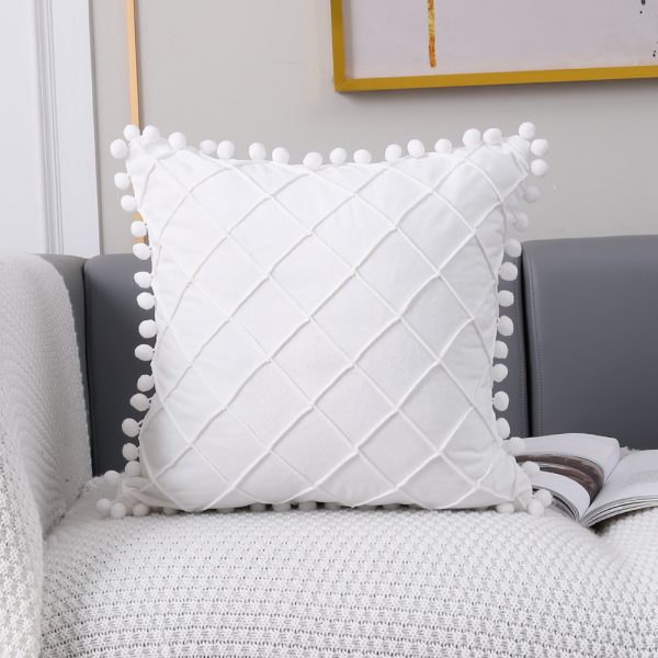 Pillow Case Dutch Plush Ball Plaid - Image 3