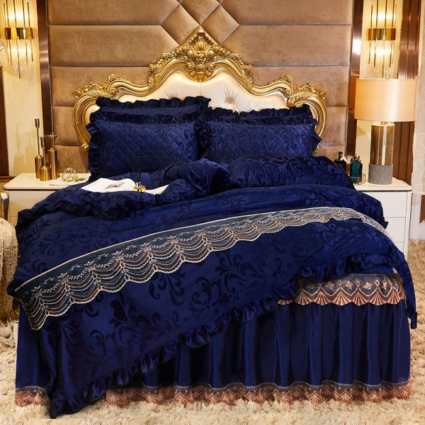 Lace Velvet Bed Skirt Four-piece Quilted - Image 10