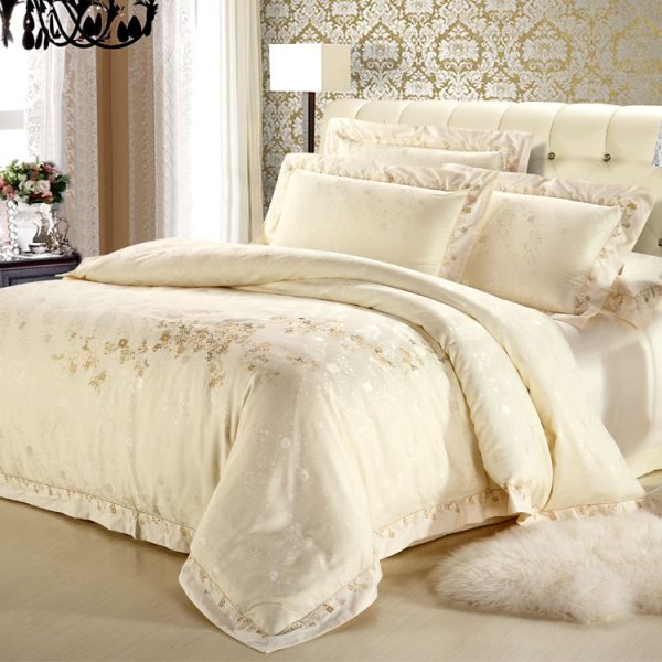 Pure Cotton Satin Jacquard Four-piece Silk Cotton Wedding Quilt Cover Sheet - Image 7