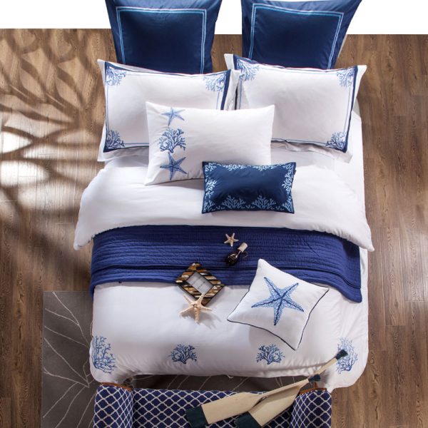 Four-piece Bedding Set Simple Nordic Style 60 Solid Color Quilt Cover Sheet Quilt Cover - Image 5