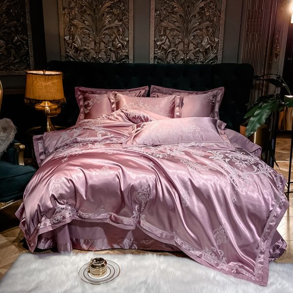 Pure Cotton Satin Jacquard Four-piece Silk Cotton Wedding Quilt Cover Sheet - Image 13